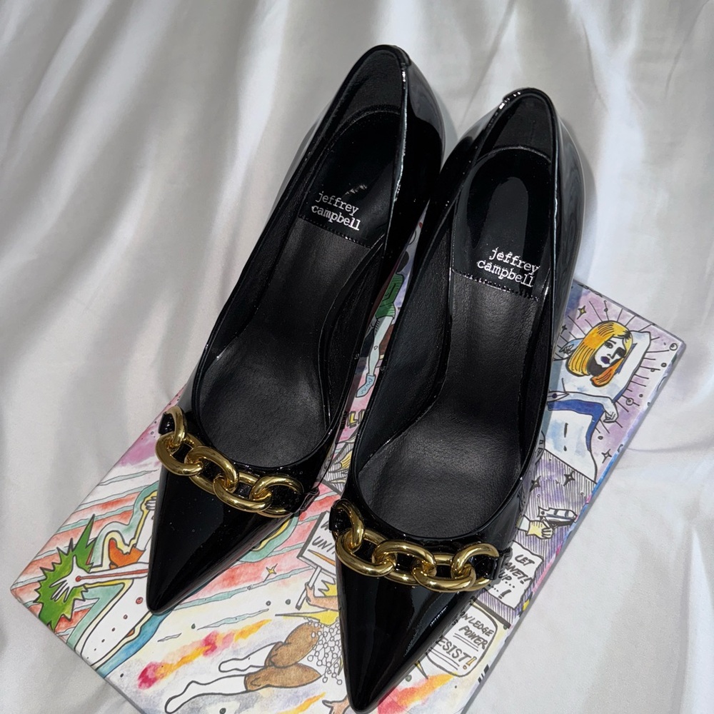 Black and gold Jeffrey Campbell heels
